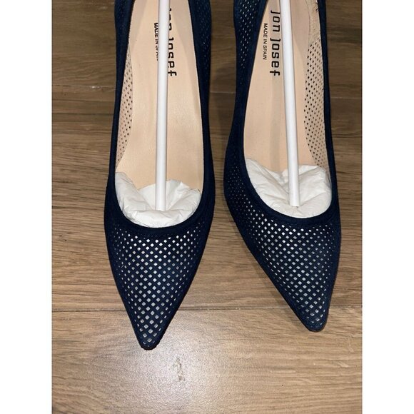 NWT Anthropologie Jon Josef People Navy Suede Perforated Leather Pumps Size 6.5 - Picture 5 of 8